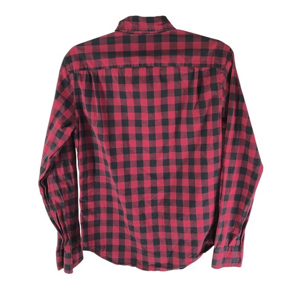 American Eagle Mens Button Down Shirt Classic Fit Gingham Plaid Red Black XS - Picture 2 of 4